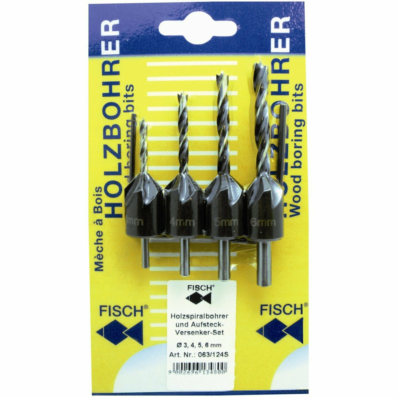 Træforsænkersæt med bor 3-6mm