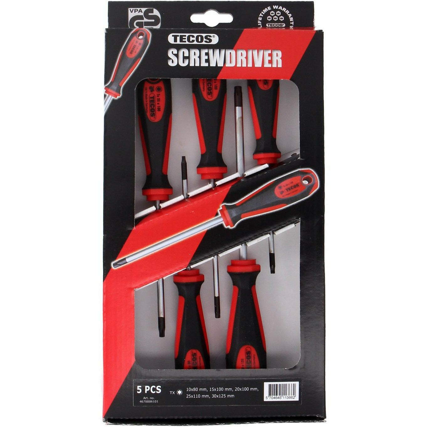 Skruetrækkersæt 5 dele Torx 10,15,20,25,30