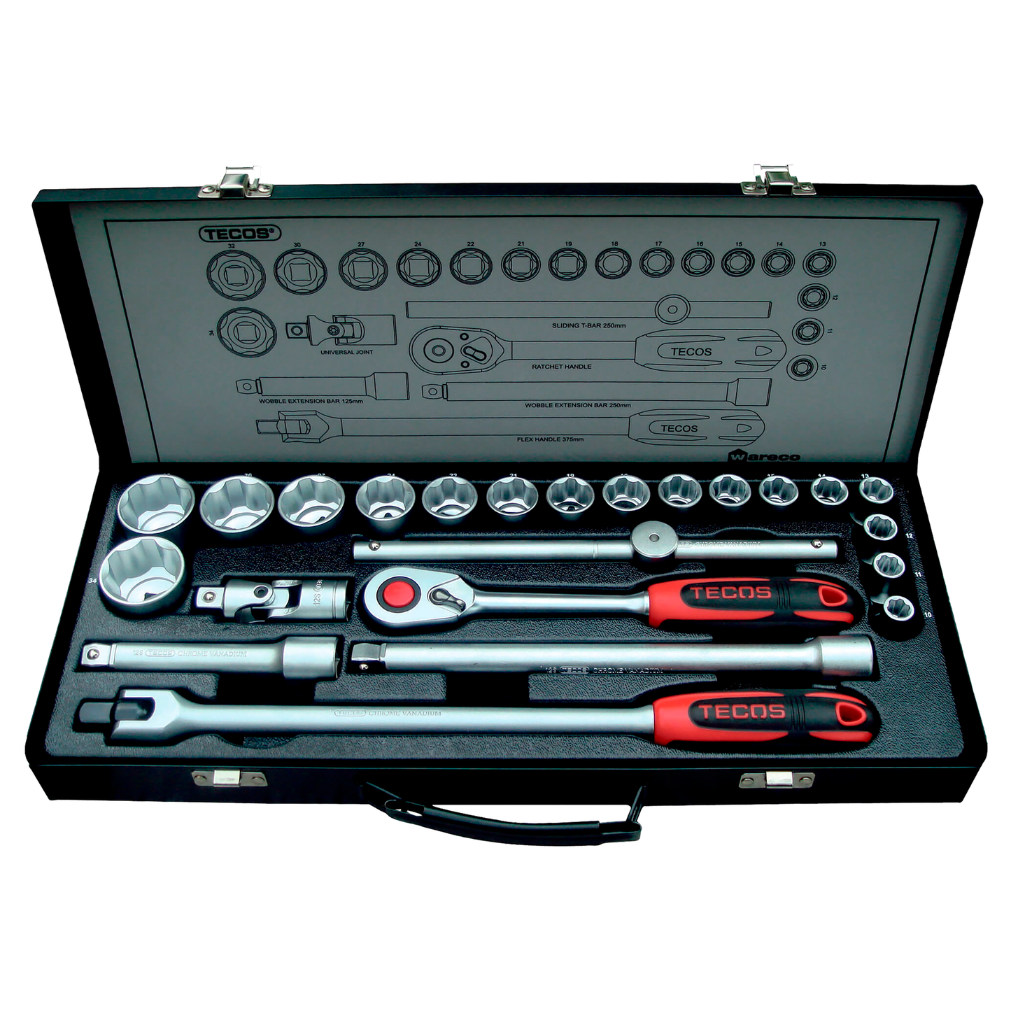 Topnøglesæt T-1224M (1/2") 23 dele