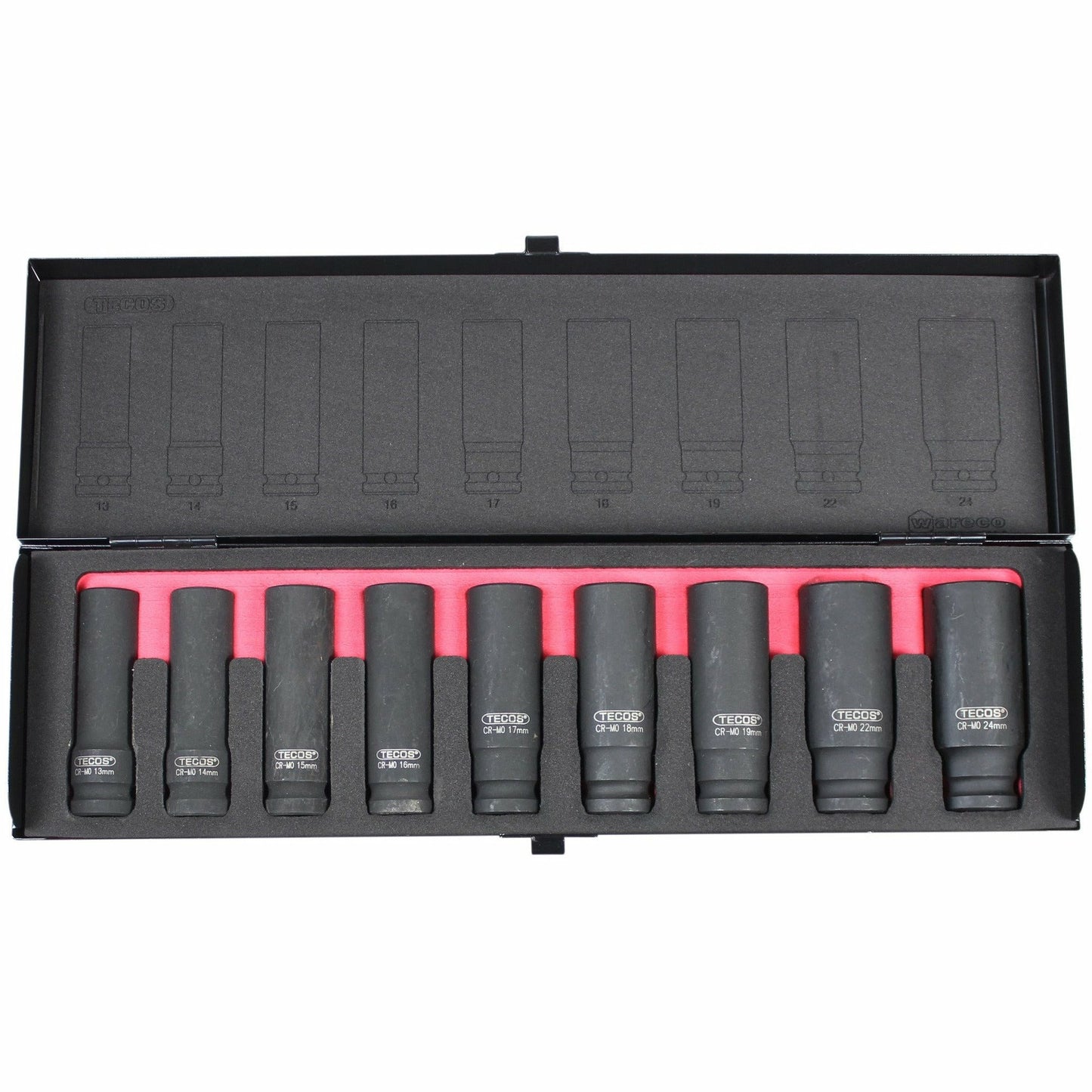 Krafttopsæt 1/2" - 9 dele, lange