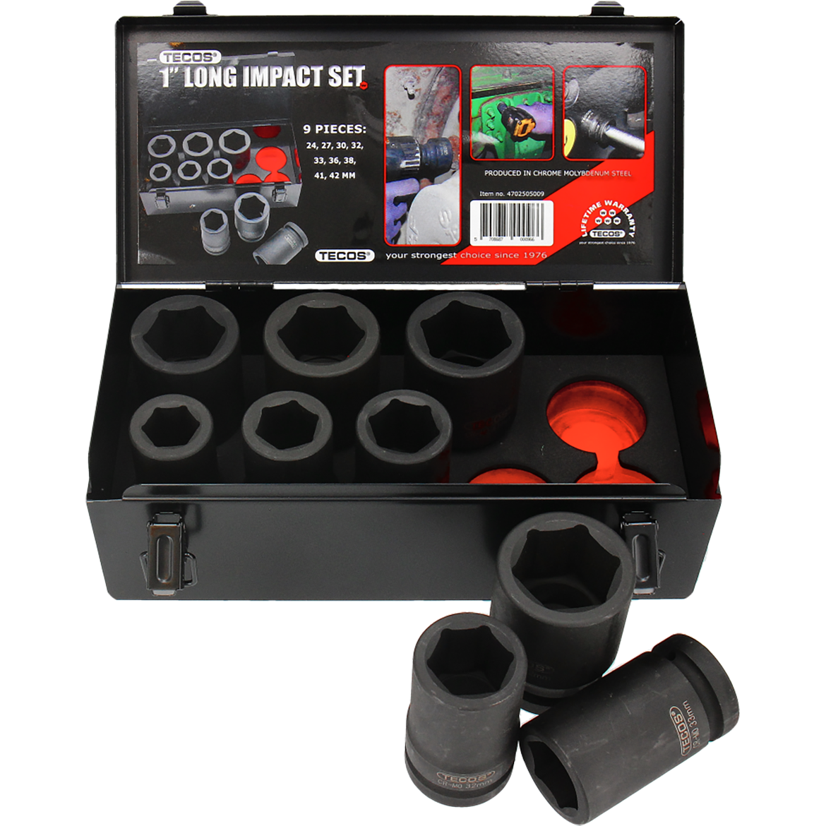 Krafttopsæt 1” - 9 dele, lange