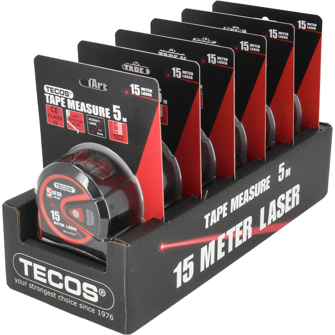 Båndmål, 5 meter - med laser afstandsmåler
