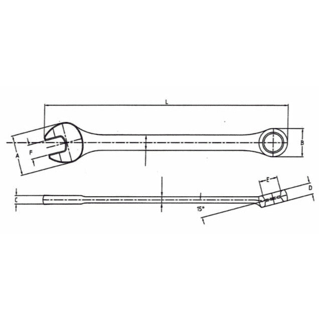 Ringgaffelnøgle, 6 × L109 mm