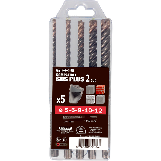 Hammerborsæt, 5 dele: 5-12 mm - 2 skær