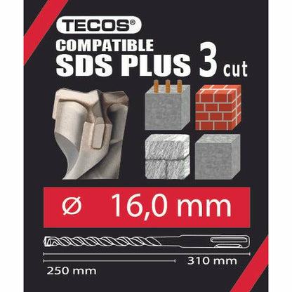 Hammerbor - SDS Plus, 16 × 310 mm, 3-Skær