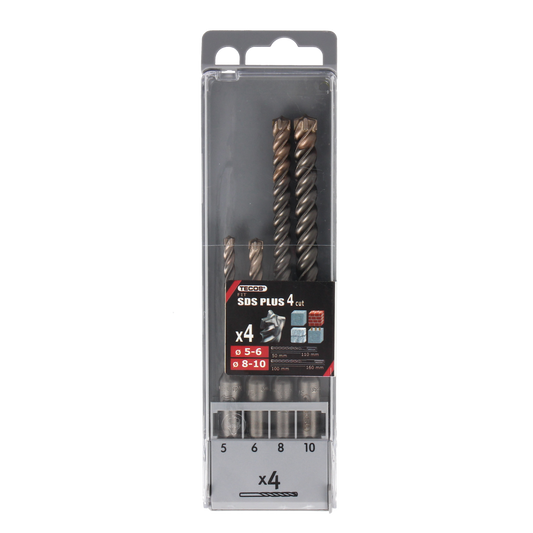 Hammerborsæt, 4 dele: 5-10 mm - 4 skær