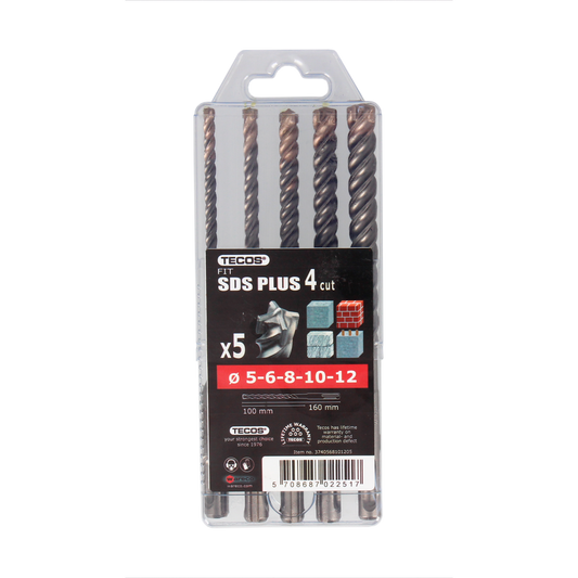 Hammerborsæt, 5 dele: 5-12 mm - 4 skær