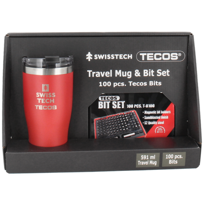Sæt med Swisstech Termokop (591 ml) og Tecos bitssæt med 100 dele