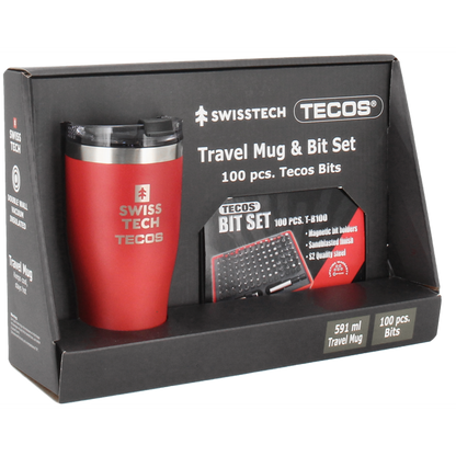 Sæt med Swisstech Termokop (591 ml) og Tecos bitssæt med 100 dele