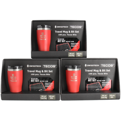 Sæt med Swisstech Termokop (591 ml) og Tecos bitssæt med 100 dele